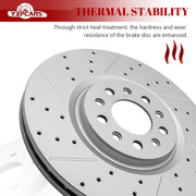 Ceramic Front Brakes Pad and Rotors Drilled Slotted Vented Disc Brake Kits for Chrysler 200 2015 - 2017 with 330.0 mm Rotor