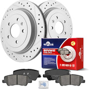 Ceramic Rear Brakes Pad and Rotors Drilled Slotted Vented Disc Brake Kits for Cadillac Ats 2013-2015 (Ats 2016-2017 Exc V)