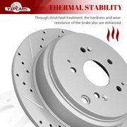 Ceramic Rear Brakes Pad and Rotors Drilled Slotted Solid Replacement Disc Brake Kits for Honda Odyssey 2002 2003 2004