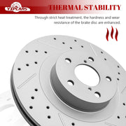Front & Rear Drilled Slotted Rotors and Ceramic Disc Brake Pads Kit for Subaru Forester 2009-2010/ Impreza 2008-2010/ Legacy Outback 2010 2011 2012 (293.5 mm Front Rotor)
