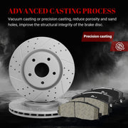 Front & Rear Drilled Slotted Rotors and Ceramic Disc Brake Pads Kit for Dodge Grand Caravan 2017 - 2020 Dual Piston Front Calipers, for Dodge Journey 2014 2020