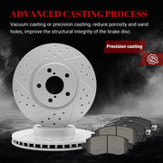 Ceramic Front Brakes Pad and Rotors Drilled Slotted Vented Replacement Disc Brake Kits for Subaru Impreza 2017 2018 2019 2020 2021 2022 2023