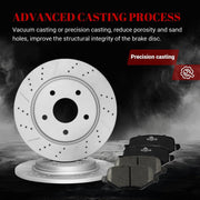 Ceramic Rear Brakes Pad and Rotors Drilled Slotted Solid Replacement Disc Brake Kits for Dodge Journey 2013/ Grand Caravan 2012 2013 2014 2015 2016 (With Single Piston Front Caliper)