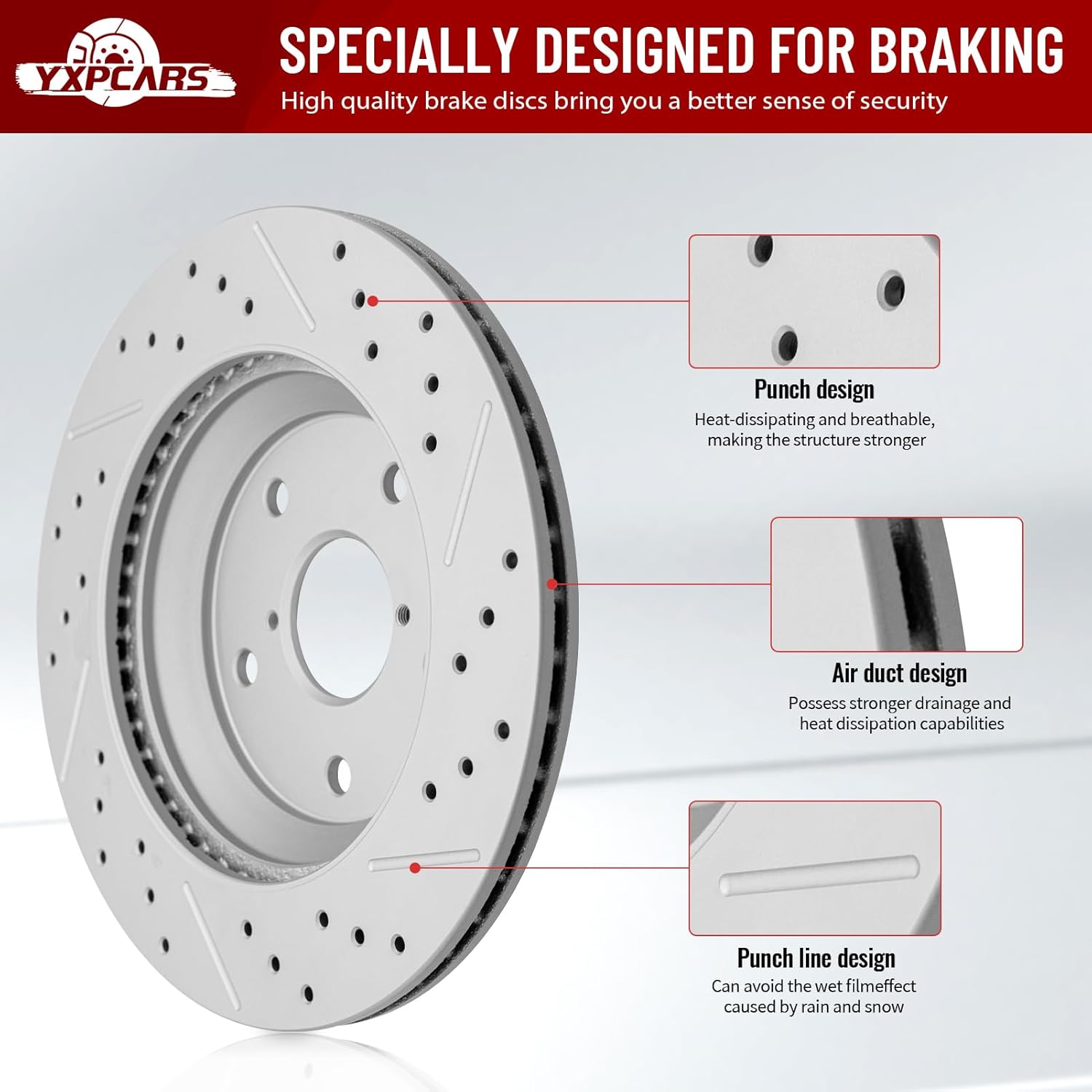 Rear Drilled and Slotted Disc Brake Rotors Replacement for Acura MDX 2014 2015 2016 with 12.99 inch