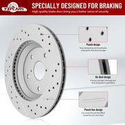Front Drilled and Slotted Disc Brake Rotors Replacement for Honda Accord 2013 2014 2015 2016 2017 2018 2019 2020 2021 2022/ (Civic 2015 Ex; Sedan)