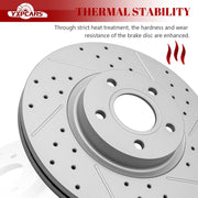 Front & Rear Drilled Slotted Rotors and Ceramic Disc Brake Pads Kit for Ford C-Max 2013-2017 Plug-In Hybrid Ev-Gas (Phev), Escape 2013 2014 2015 2016 2.5L, Escape 2013-2016 Fwd and1.6L