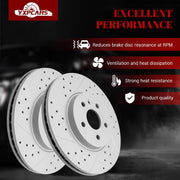 Ceramic Front Brakes Pad and Rotors Drilled Slotted Vented Disc Brake Kits for Chevy Trax 2013-2017, for Buick Encore 2013-2017