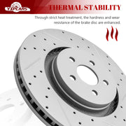Front & Rear Drilled Slotted Rotors and Ceramic Disc Brake Pads Kit for Lincoln Nautilus 2018 2019 2020 2021 2022 2023, for 2019 Ford Edge 2.0L with 345.0 mm Front Rotor