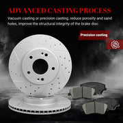 Ceramic Front Brakes Pad and Rotors Drilled Slotted Vented Replacement Disc Brake Kits for Hyundai Elantra 2017 2018 2019 2020 1.4L, 2.0L