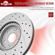 Front Drilled and Slotted Disc Brake Rotors Replacement for Honda CR-V 2012 2013 2014 2015 2016 Front Wheel Drive, W/ 11.81 inch (300.0 mm)