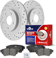 Ceramic Rear Brakes Pad and Rotors Drilled Slotted Solid Replacement Disc Brake Kits for Mitsubishi Eclipse Cross Outlander Phev with Electric Parking Brake