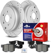 Ceramic Rear Brakes Pad and Rotors Drilled Slotted Solid Disc Brake Kits for Honda Cr-V 2005-2016, for Acura Rdx 2010 - 2012 FWD/Rdx 2013 - 2018