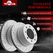 Ceramic Rear Brakes Pad and Rotors Drilled Slotted Vented Replacement Disc Brake Kits for Dodge Ram 3500 2003 2004 2005 2006 2007 2008 Srw Or Drw Models (2Wd Or 4Wd)
