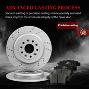 Ceramic Rear Brakes Pad and Rotors Drilled Slotted Solid Replacement Disc Brake Kits for Ford Taurus X 2008-2009/ Freestyle Five Hundred 2005 2006 2007, for Mercury Montego 2005-2007/ Sable 2008-2009