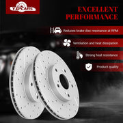 Ceramic Front Brakes Pad and Rotors Drilled Slotted Vented Replacement Disc Brake Kits for Acura CSX 2006 2007 2008 2009 2010 2011, for Honda Accord 2003-2007/ Civic 2006-2010