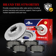 Front & Rear Drilled Slotted Rotors and Ceramic Disc Brake Pads Kit for Lexus Gx460 2010-2023, for Toyota 4Runner 2010 - 2023