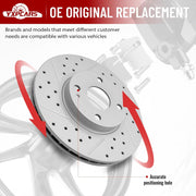 Front Drilled and Slotted Disc Brake Rotors Replacement for Mazda 2 2016 2017 2018 2019 2020 2021 2022, for Toyota Yaris 2019-2020/ Yaris Ia 2017-2018, for Scion Ia 2016