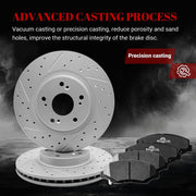 Front & Rear Drilled Slotted Rotors and Ceramic Disc Brake Pads Kit for Honda Cr-V 2012 2013 2014 2015 2016 Fwd