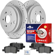 Ceramic Rear Brakes Pad and Rotors Drilled Slotted Solid Replacement Disc Brake Kits for Honda Odyssey 2002 2003 2004