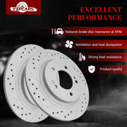 Ceramic Rear Brakes Pad and Rotors Drilled Slotted Solid Replacement Disc Brake Kits for Mitsubishi Outlander 2017 2020/ Outlander Phev 2018 2019 2020 w/Manul Parking Brake