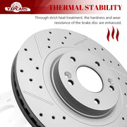 Front & Rear Drilled Slotted Rotors and Ceramic Disc Brake Pads Kit for Hyundai Santa Fe Sport 2013-2016 2.4L/2.0L, for Kia Sorento 2014-2015 with Plain Caliper