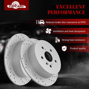 Ceramic Rear Brakes Pad and Rotors Drilled Slotted Solid Replacement Disc Brake Kits for exus Rx330 2004-2006/ Rx350 2007-2009/ Rx400H 2006-2008, for Toyota Highlander 2004 2005 2006 2007