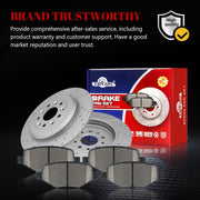 Ceramic Rear Brakes Pad and Rotors Drilled Slotted Solid Replacement Disc Brake Kits for Ford Edge/Explorer/Flex/Taurus, for Lincoln Mks/Mkt/Mkx
