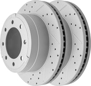 Rear Drilled and Slotted Disc Brake Rotors for Ford F-250 Super Duty 2013-2022/ F-350 Super Duty 2013-2014 2016-2022 SRW/ (F-350 Super Duty 2015 SRW Exc. Cab & Chassis)