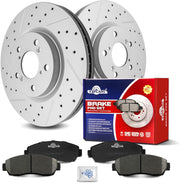 Ceramic Front Brakes Pad and Rotors Drilled Slotted Vented Disc Brake Kits for Honda Odyssey 2011 - 2014