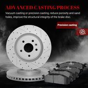 Ceramic Front Brakes Pad and Rotors Drilled Slotted Vented Replacement Disc Brake Kits for Ford Explorer 2011-2012/ Flex 2009-2011/ Taurus, for Lincoln MKS 2011-2012/ MKT 2010-2019