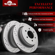 Ceramic Rear Brakes Pad and Rotors Drilled Slotted Vented Disc Brake Kits for Ford F-150 2012-2014 with 6 Lug, for F-150 2015-2020 With Manual