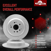 Rear Drilled and Slotted Disc Brake Rotors Replacement for Acura MDX 2014 2015 2016 with 12.99 inch