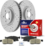 Ceramic Front Brakes Pad and Rotors Drilled Slotted Vented Replacement Disc Brake Kits for Ford Edge 2015 2016 2017 2018 2019 2020 w/ 12.44 Inch (316.0 mm)