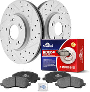 Ceramic Front Brakes Pad and Rotors Drilled Slotted Vented Replacement Disc Brake Kits for Dodge Avenger Caliber, for Mitsubishi Eclipse Galant Lancer Rvr Outlander Sport