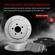 Ceramic Rear Brakes Pad and Rotors Drilled Slotted Solid Replacement Disc Brake Kits for Dodge Nitro 2007-2011, for Jeep Liberty 2008 2009 2010 2011 2012