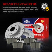 Ceramic Rear Brakes Pad and Rotors Drilled Slotted Solid Disc Brake Kits for Honda Civic 2016 - 2024