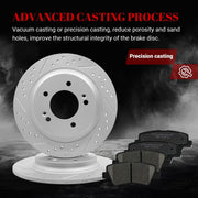Ceramic Rear Brakes Pad and Rotors Drilled Slotted Solid Replacement Disc Brake Kits for Hyundai Azera 2016-2017 Limited/Sonata 2015 Full Hybrid Ev-Gas (Fhev) Engine with EPB