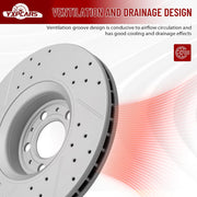 Front Drilled and Slotted Disc Brake Rotors for VOLVO S60 2008-2009/ XC90 2003-2014 (316.0 mm)