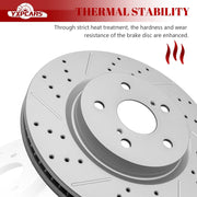 Ceramic Front Brakes Pad and Rotors Drilled Slotted Vented Disc Brake Kits for Lexus Ux200 2019-2022, Es250 2021-2023, Es300H/Es350/Ux250H 2019-2023