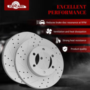 Ceramic Front Brakes Pad and Rotors Drilled Slotted Vented Replacement Disc Brake Kits for Toyota Tundra 2000-2006/ Sequoia 2001 2002 2003 2004 2005 2006 2007