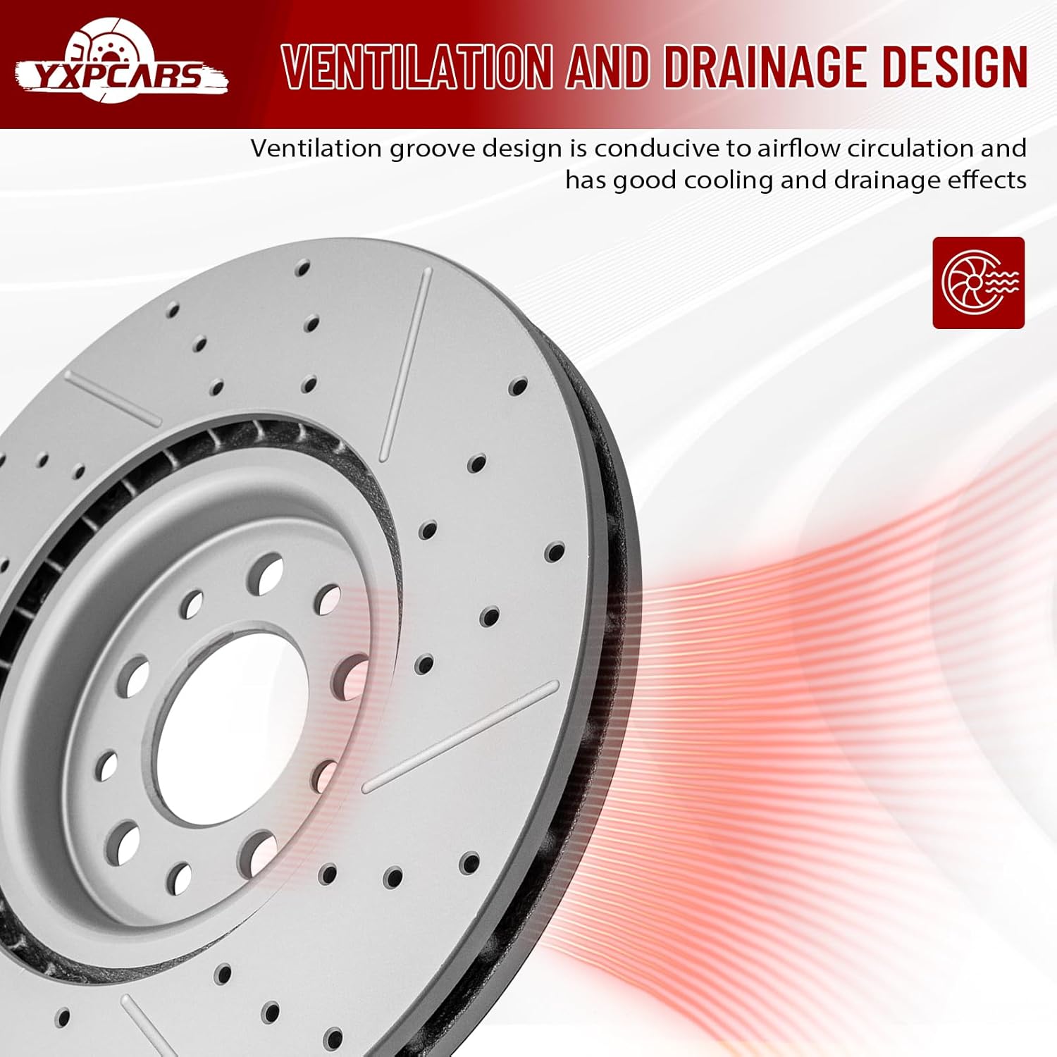 Front Drilled and Slotted Disc Brake Rotors for Jeep Cherokee 2014 2015 2016 2017-2023, for Chrysler 200 2015-2017 with 12.99 inch (330.0 mm)