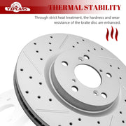 Front & Rear Drilled Slotted Rotors and Ceramic Disc Brake Pads Kit for Honda Odyssey 2011 2012 2013 2014