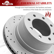 Ceramic Rear Brakes Pad and Rotors Drilled Slotted Vented Replacement Disc Brake Kits for Dodge Ram 3500 2003 2004 2005 2006 2007 2008 Srw Or Drw Models (2Wd Or 4Wd)