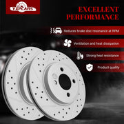 Front & Rear Drilled Slotted Rotors and Ceramic Disc Brake Pads Kit for Mini Cooper 2007-2008 Base Hatchback, Cooper 2009-2011 Base/Clubman, Cooper 2012-2013 Base/Clubman/Coupe/Roadster