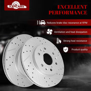 Ceramic Front Brakes Pad and Rotors Drilled Slotted Vented Replacement Disc Brake Kits for Cadillac Escalade (Esv) 2007-2018, Escalade Ext 2007 2008 2009 2010 2011 2012 2013