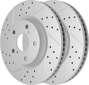 Front Drilled and Slotted Disc Brake Rotors for Lexus ES350 2007-2018/ ES300h 2013-2018, for Scion iM 2016/ TC 2011-2016,for Toyota Venza Camry Avalon Corolla Im Mirai, for Pontiac Vibe 2009-2010