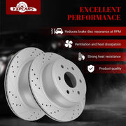 Ceramic Rear Brakes Pad and Rotors Drilled Slotted Vented Replacement Disc Brake Kits for Cadillac Escalade Esv, for Gmc Yukon Xl/Sierra 1500 Limited, for Chevy Tahoe/Suburban/Silverado 1500 LD