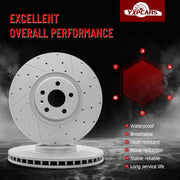 Front Drilled and Slotted Disc Brake Rotors Replacement for Volvo S60 S90 V60 Cross Country V90 Cross Country Xc40 Xc60 Xc90 With 13.58 Inch (345.0 mm) Front Rotor