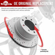 Rear Drilled and Slotted Disc Brake Rotors for Dodge Ram 1500 2006-2008 8 Lug Extended Crew Cab (2Wd or 4Wd)