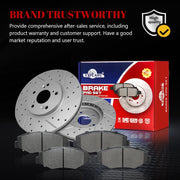 Ceramic Front Brakes Pad and Rotors Drilled Slotted Vented Replacement Disc Brake Kits for Honda Pilot 2003 2004 2005 2006 2007 2008